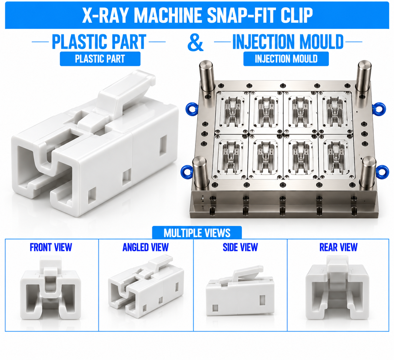 X-Ray Machine Plastic Snap-Fit Clip Mould and Moulding Service